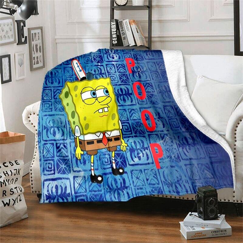 CartoonS-Spongebob Morbido Peluche Divano Letto Coperta da Lancio Cartoon Coperte da Picnic Moderna Coperta in Flanella Coperta Stampata Regalo