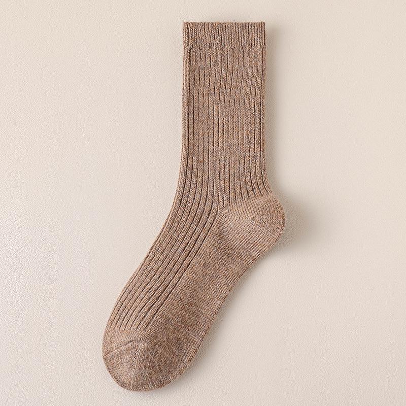 Melaude Women's Wool Knee-High Socks - Spring & Autumn Style, Thickened Double-Needle, Plus Velvet, Warm Postpartum Socks