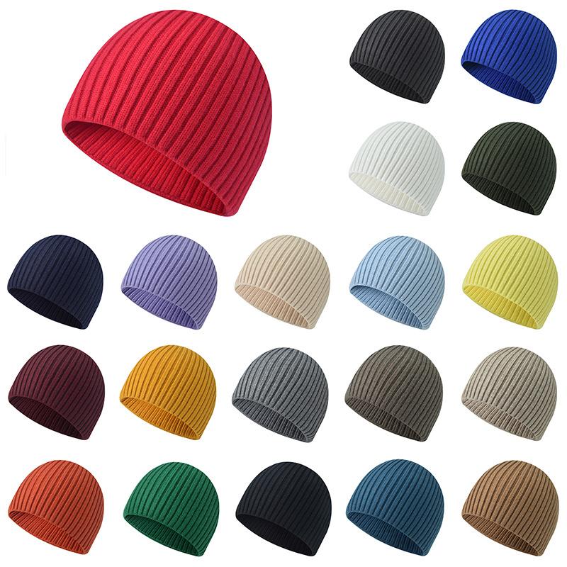 New Knitted Hat for Autumn/Winter Season Thickened Warm Cycling Ear-Warming Beanie Solid-Colour Knitted Hat