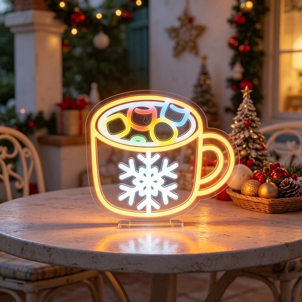 Luminous Christmas Neon Sign USB-powered Xmas Shaped Light Atmosphere Signboard  Camper