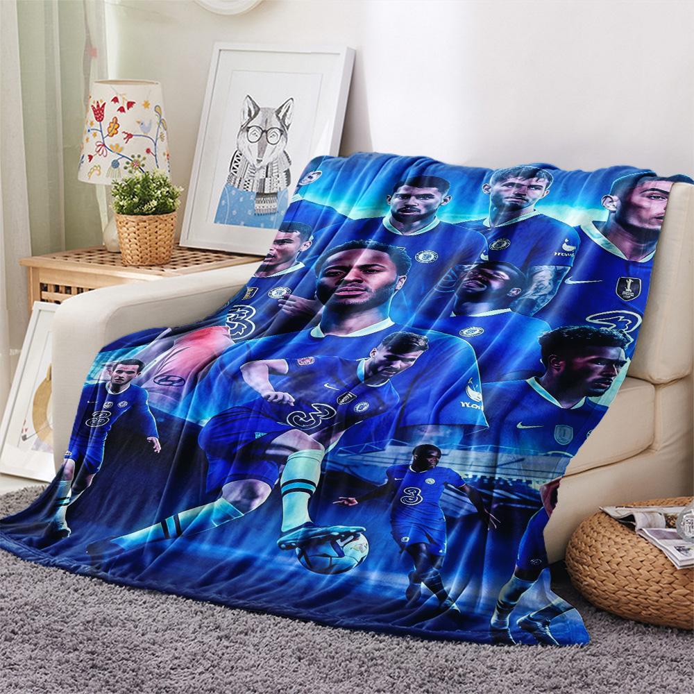 Chelsea FC Poster Print FlAannel Blanket, High Quality Comfortable for All Seasons, Home Decor, Warmth and Comfort