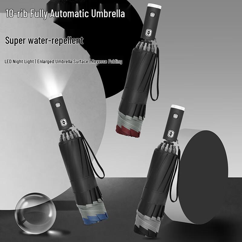 Chaosihui Fully Automatic LED Flashlight Reverse Umbrella with Reflective Strip