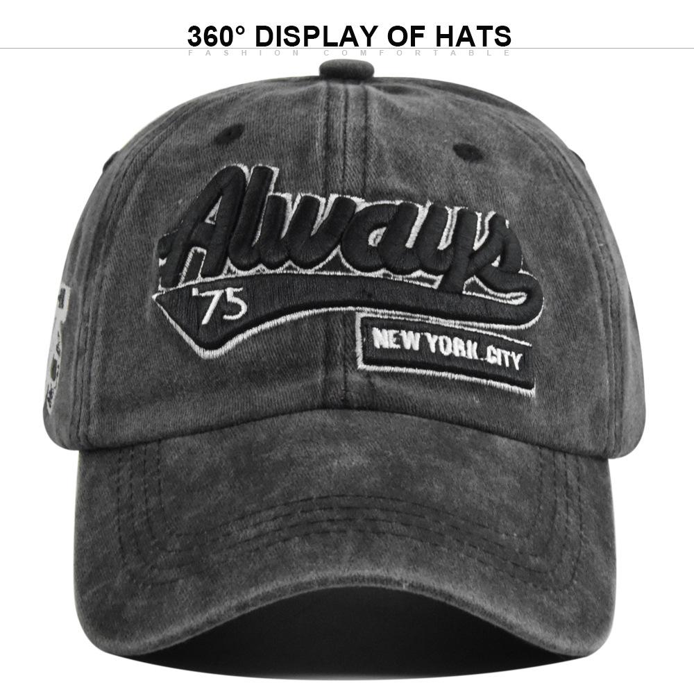 Vintage Washed Cotton Baseball Cap, Always 75 New York City Embroidery Adjustable Distressed Dad Hat for Men Women Outdoor Sun Hat