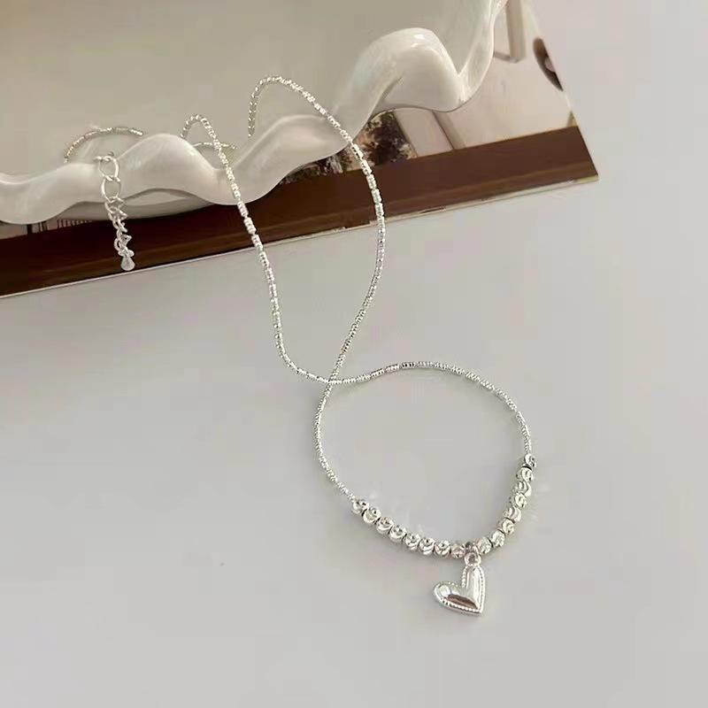 Love transfer bead pendant necklace women's light luxury niche sweater chain simple cold wind collarbone chain accessories