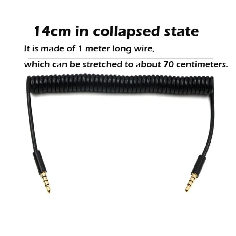 3/4 Pole TRRS 3.5Mm Male To Female Coiled AUX Cable Spiral Stereo Audio Extension Wire For Car Headphone Speaker Mobile Phone Multiple Lengths