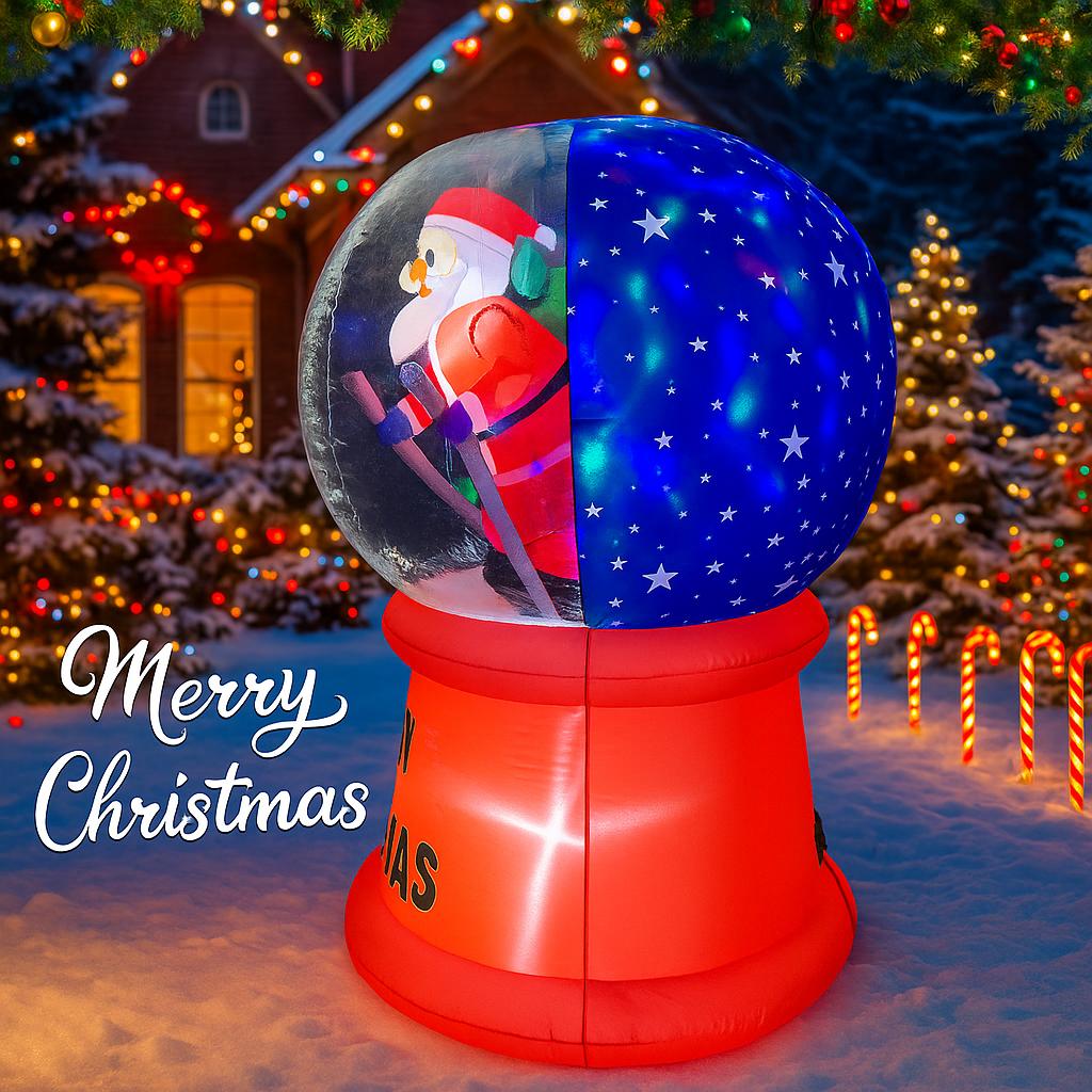 5.9FT LED Light Inflatable Xmas Yard Decor Santa Snow Globe Model Christmas Decoration Gifts Toy Supplies Ornaments Home Decor
