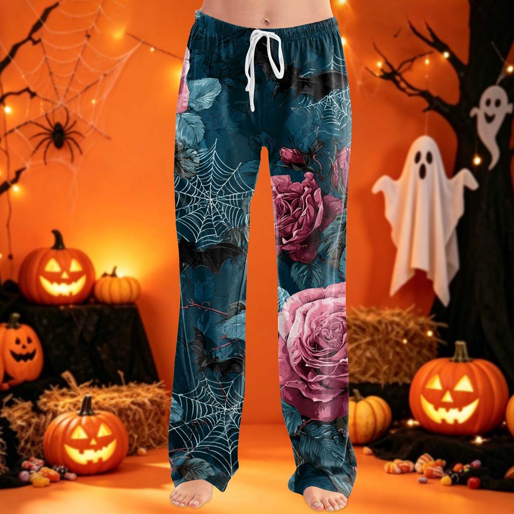 Women's Pajama Pants with Drawstring Halloween Print Relaxed Fit for Casual