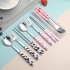 Ins Style Cartoon Stainless Steel Cutlery Set: Portable Chopsticks, Spoon & Fork for Students & Travel