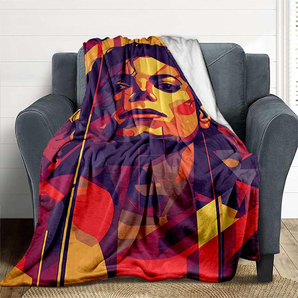1PC Michael Jackson Outdoor Blanket Lightweight Flannel, Soft & Warm, All-Season Use for Sofa, Outdoor, Camping, Living Room, Office12
