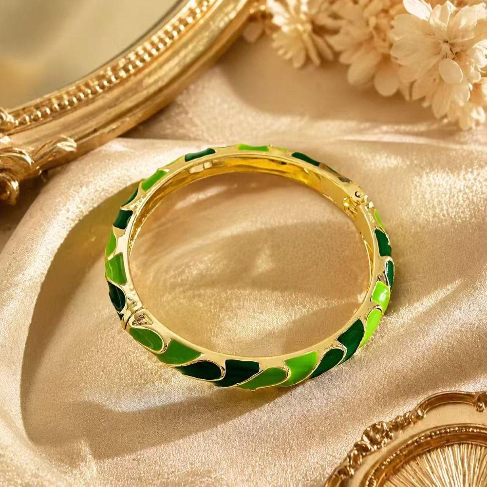 Bracciale Bangle Smalto Gocciolato Fiore Colorato Smalto Bangle Smalto Cloisonné Donna