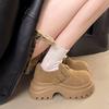 Autumn New Block Heel Single Shoes Women's Round Toe Suede One-Strap Platform Anti-Slip Wear-Resistant Low-Top Shoes