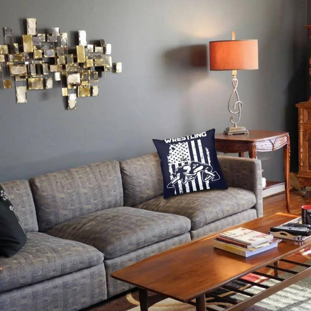 USA Wrestle Wrestler Kämpfer Kampf Kontaktsportarten Quadratischer Kissenbezug Polyester Dekokissen Lustige Kissenbezüge