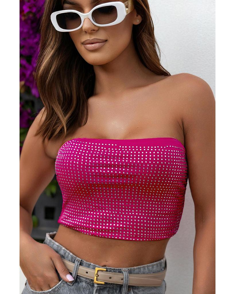 Azura Exchange Rhinestone Embellished Crop Top