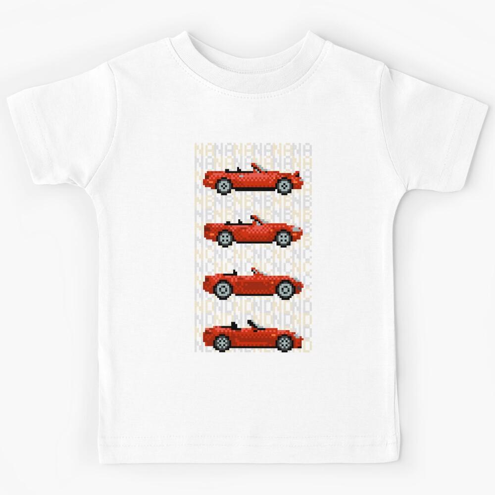 Pixel art Miata generations Red with text Kids T-Shirt 150