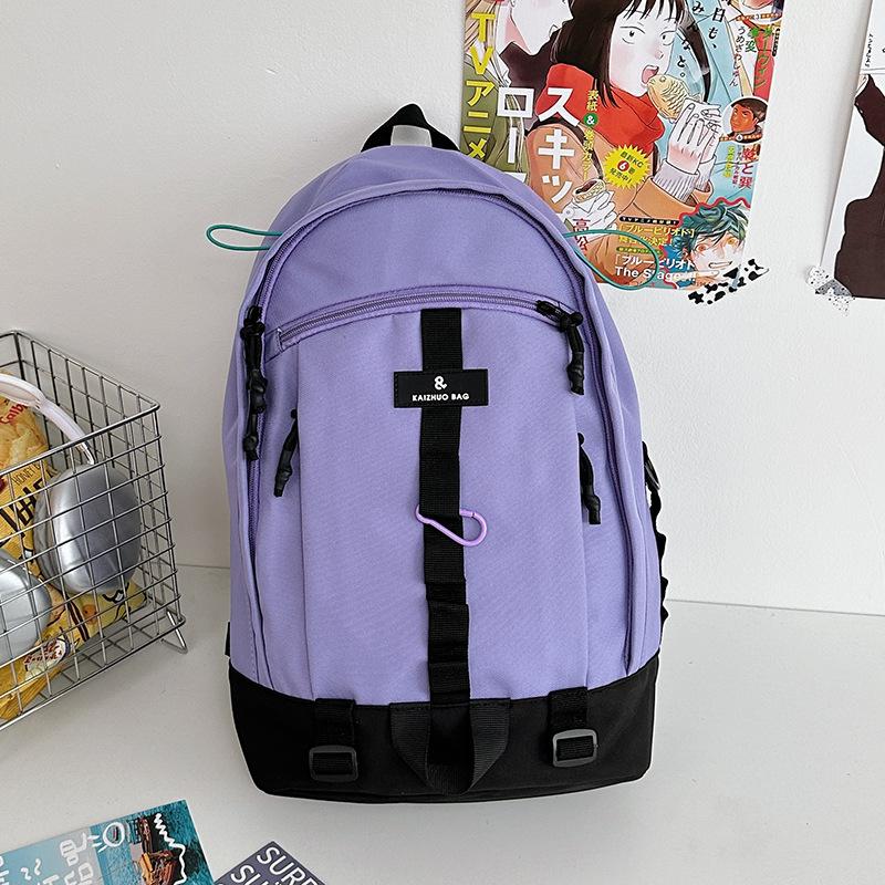 School bag Student backpack Women's campus new large-capacity casual contrasting backpack High school student travel schoolbag