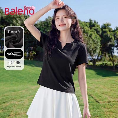 Baleno Damen V-Ausschnitt Kurzarm Slim Fit T-Shirt