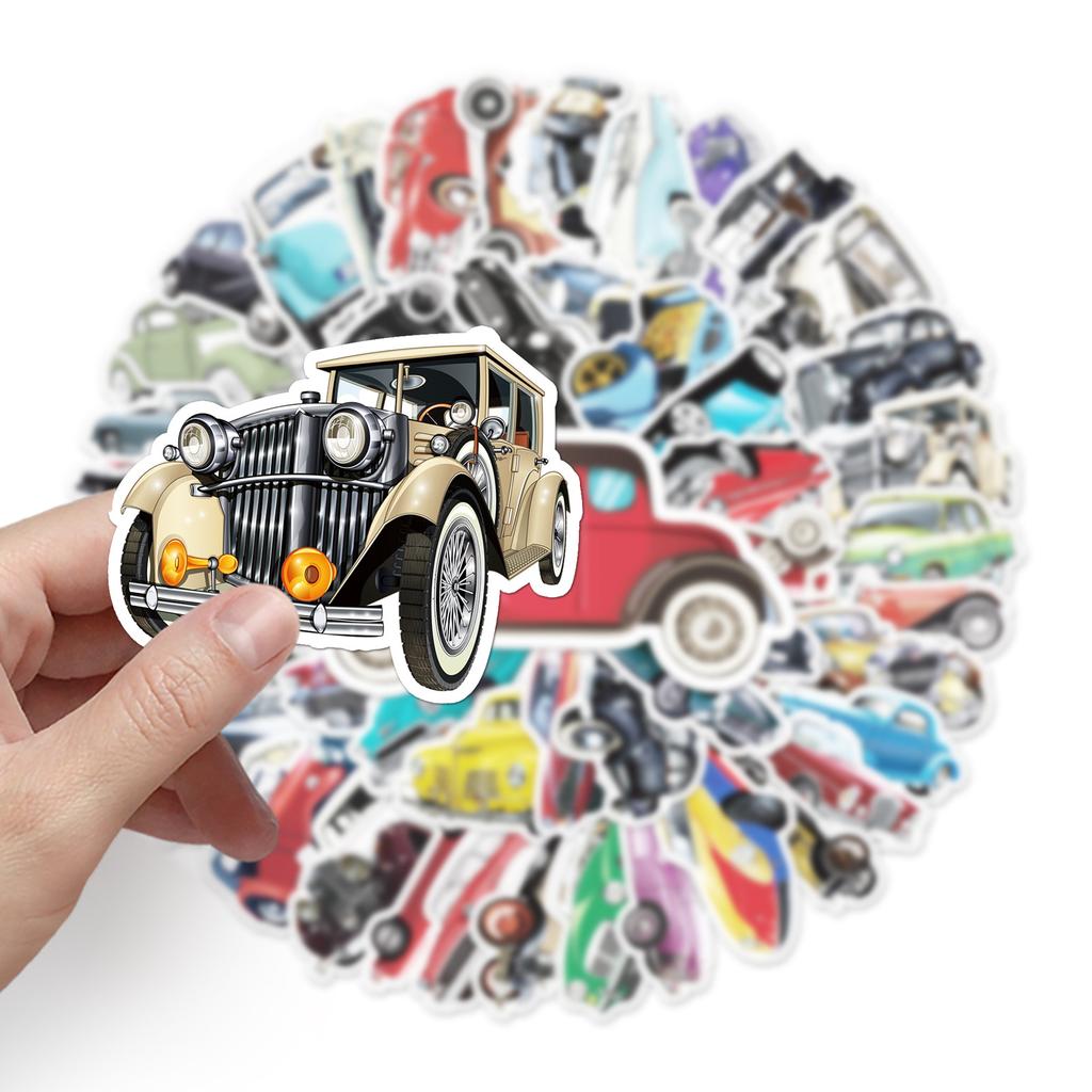 51 Nostalgic Vintage Car Cartoon Personality Doodle Creative Laptop Helmet Water Cup Decorative Stickers