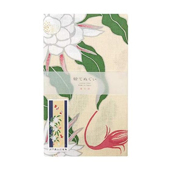 Hamamonyo Tenugui: Moonflower and Goldfish