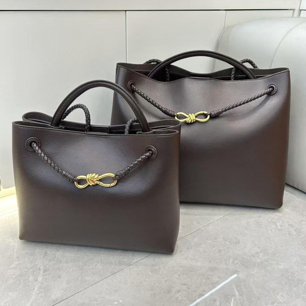 Women's 2026 New Texture Genuine Leather Large Capacity Tote Bag Women's Diagonal Cross Commuter Bow Single Shoulder Handbag
