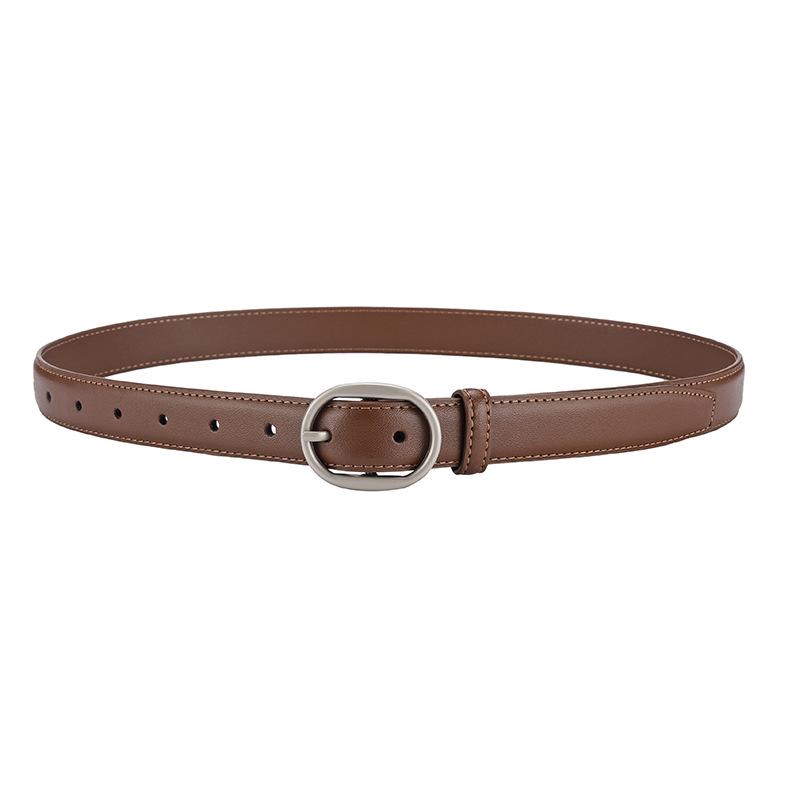 Women's Double-Sided Cowhide Leather Belt - Black, Casual & Versatile for Jeans