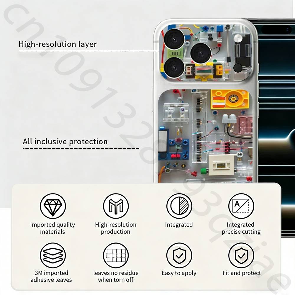 Kreative Leiterplatte Für iPhone 17 pro Max /17 pro Vollabdeckung Aufkleber Haut Wrap 3D Bunter Hinterer Schutzaufkleber Film