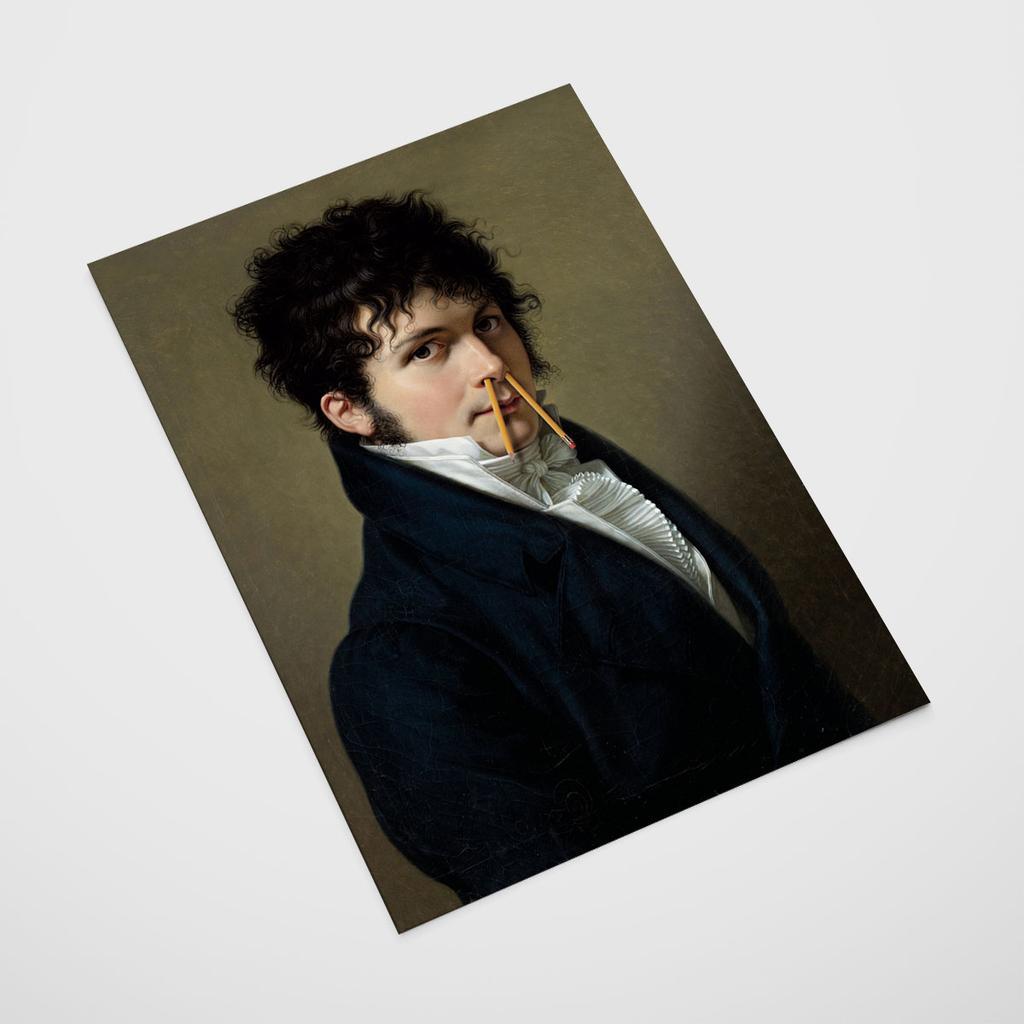 Poster Pencils In Nose Portrait