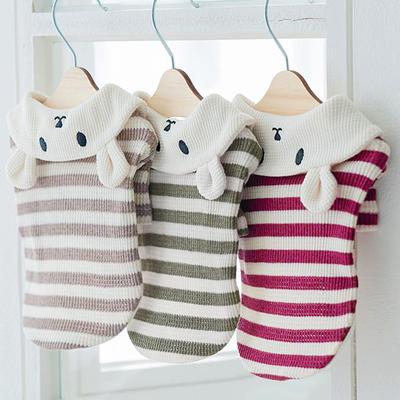 Cat Spring and Summer Thin Cute Rabbit Collar Striped Two-legged T-shirt Teddy Dog Hairless Cat Pet Cat Clothes