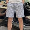 Men's Plaid Casual Shorts, Elastic Waist Drawstring Summer Lightweight Beach Shorts (M-5XL)