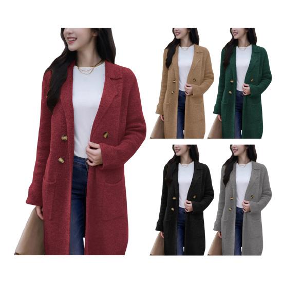 Women's Wool Blend Long Coat Oversized Double Breasted Trench Coat Notched Lapel Fall Winter Warm Overcoat