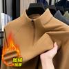 Men S Fleece Lined Stand Collar Half Zip Solid Color Casual Winter Sweatshirt