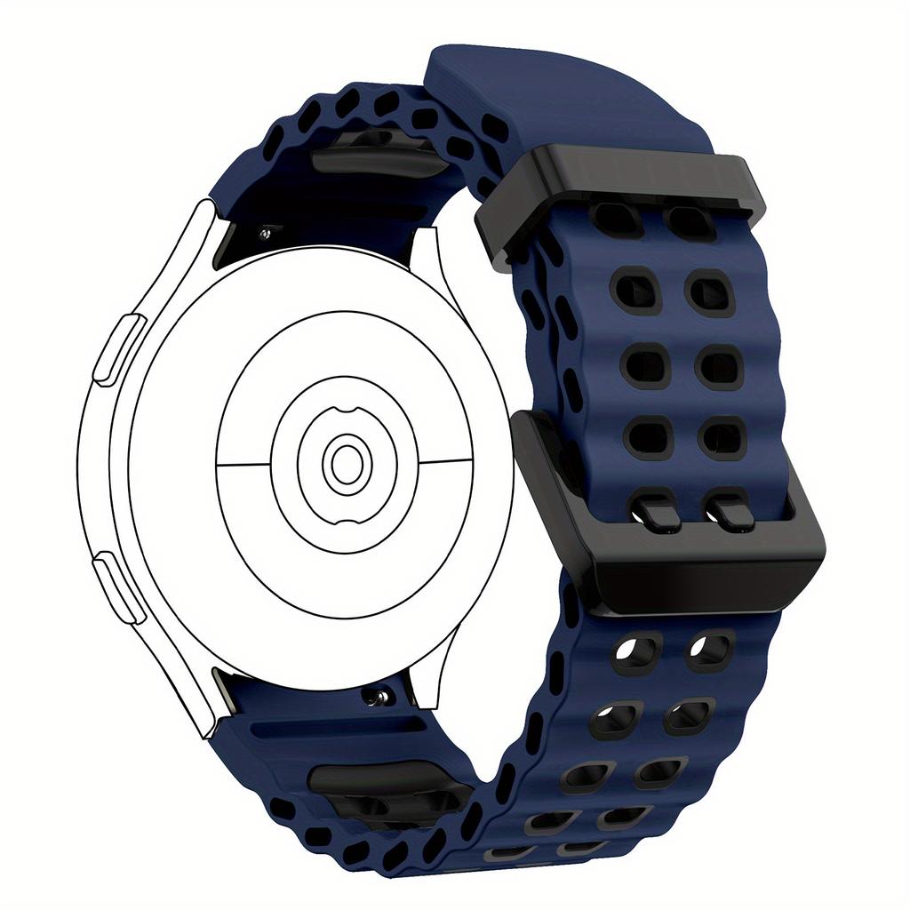 Dual-Tone Silicone Watch Strap For Samsung Galaxy Watch 7/6/5/4/FE - 40mm & 44mm Breathable Quick-Release Buckle Watch Strap