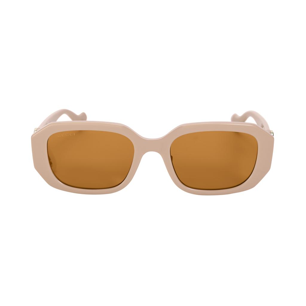 Gucci Gucci Logo Temples Acetate Irregular Sunglasses Women's Brown
