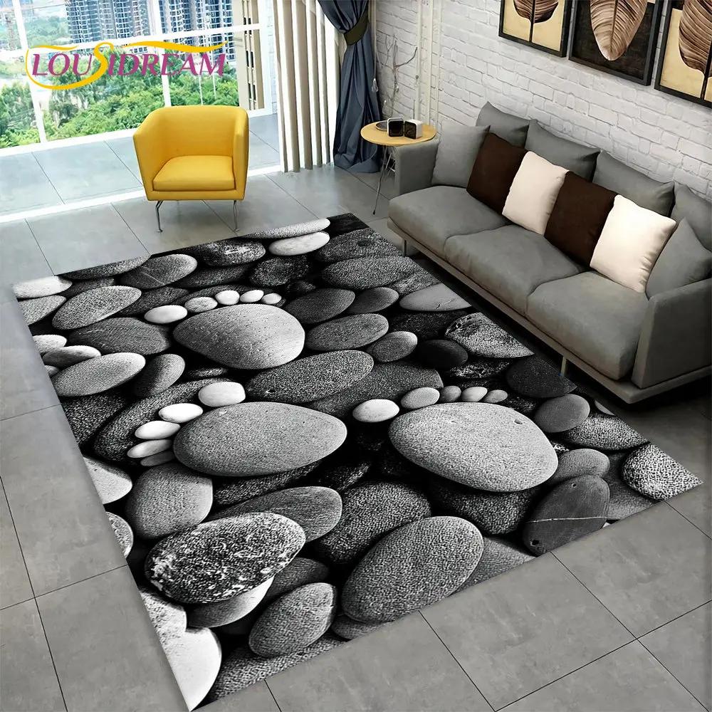 טביעת רגל תלת מימדית אבן חוף שטח שטיח חלוקי נחל, שטיח שטיח לבית סלון חדר שינה ספה שטיח לדלת עיצוב מטבח מחצלת רצפה מונעת החלקה