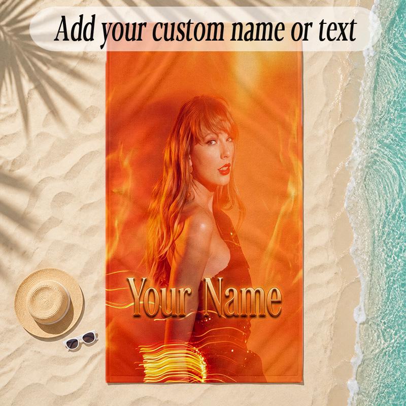 Beach TowelTaylor Swift Custom Name Text Personalized Soft Towel for Beach Pool Indoor Home Decor Gift