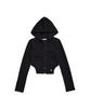Damp Swan Lake Crop Two-Way Zip-Up Hoodie_Black