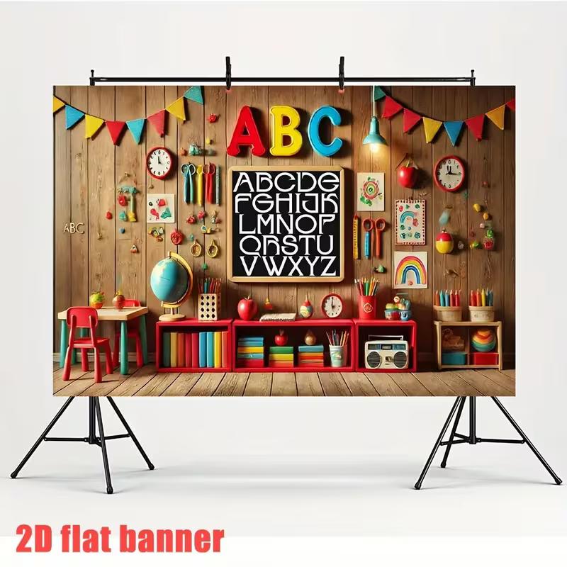 2D Kids Study Room Backdrop Educational Toys and ABC Letters Portrait Studio Background