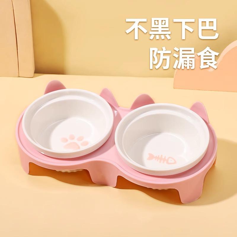 Ceramic Cat Bowl, Cat Food Bowl, Pet Bowl, Dog Bowl, Pet Feeding Bowl with an Inclined Mouth To Protect the Cervical Spine and Prevent Tipping,