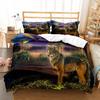 Boys Wolf Duvet Cover Set Queen Size, Boho Wolf Wildlife Forest King Animal Bedding Set Polyester Quilt Cover With Pillowcase