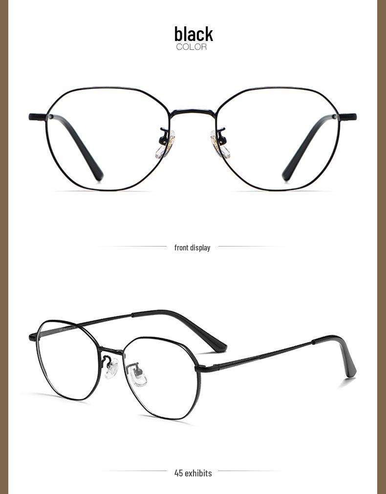 Women's Retro Polygonal Anti-Blue Light Eyeglass Frames, Semi-Titanium, Prescription Compatible 3931