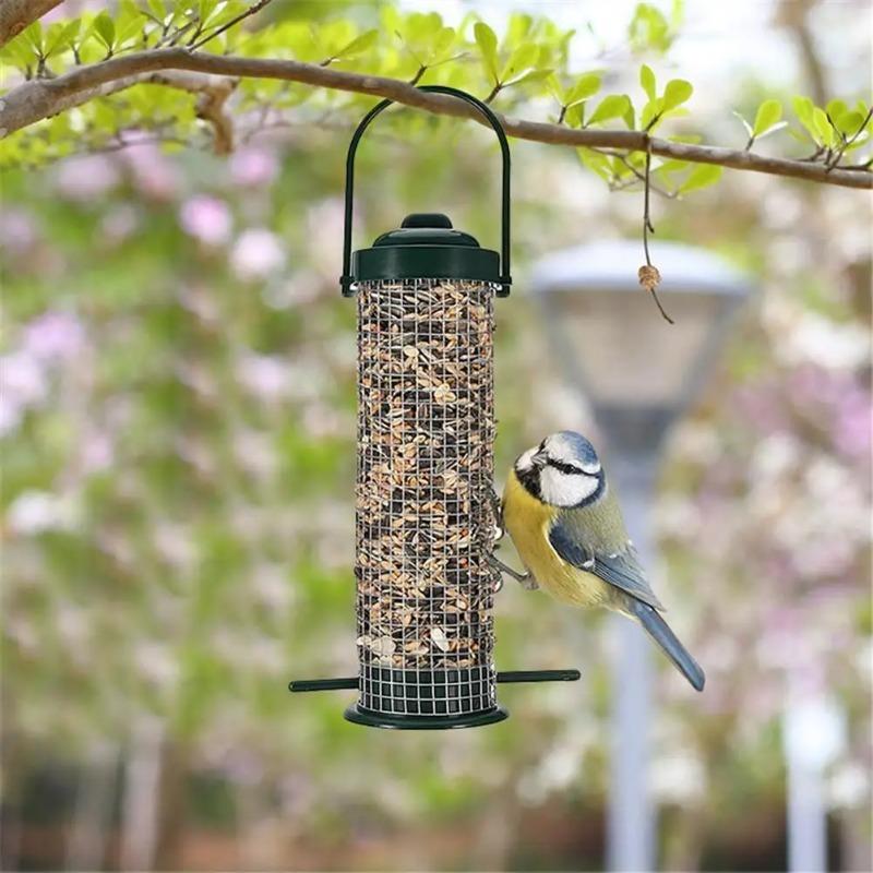 1pc Bird Feeder Hanging Outdoor Dark Green Iron Mesh Stainless Steel Hummingbird Pet Feeding Tool