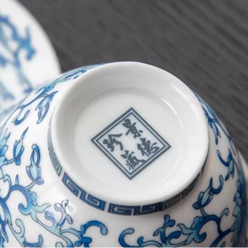 Chinese Handmade Flowers Ceramic Gaiwan White Porcelain Tea Tureen Portable Tea Bowl Master Teacup Household Tea Set 110ml