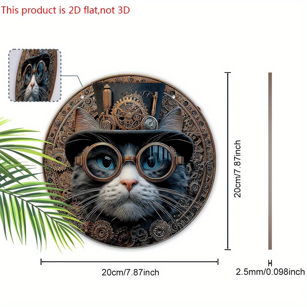 Retro Wooden Sign with Cool Cat Pattern - Unique Wall Pediments - Ideal for Front Door, Yard, Wall Decor