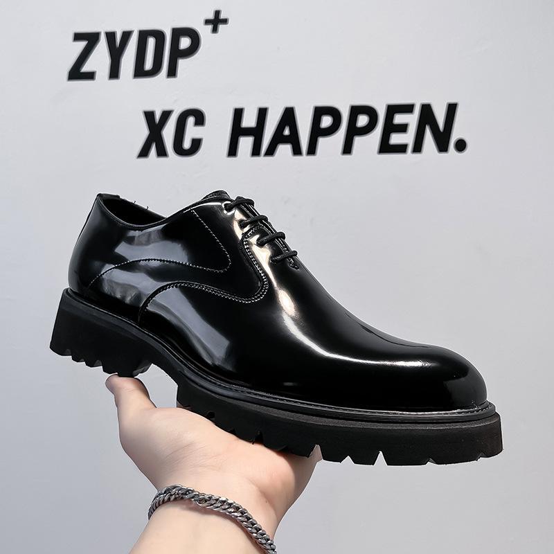 

Трендовая кожаная обувь в британском стиле для формальных, деловых, повседневных и свадебных мероприятий - увеличивающая рост, из лакированной кожи, для молодых горожан, 28458-A 44