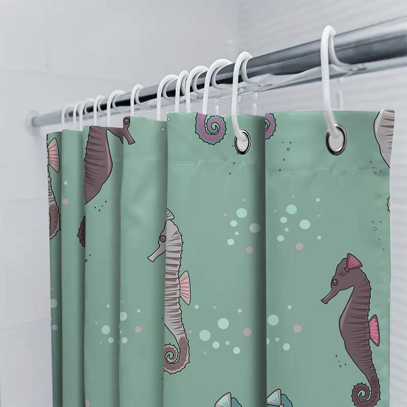 Seepferdchen-Druck Duschvorhänge Bad-Taschentuch Aufbewahrungstasche Wasserdicht Heimdekoration Badezimmerzubehör Dekoratives Set