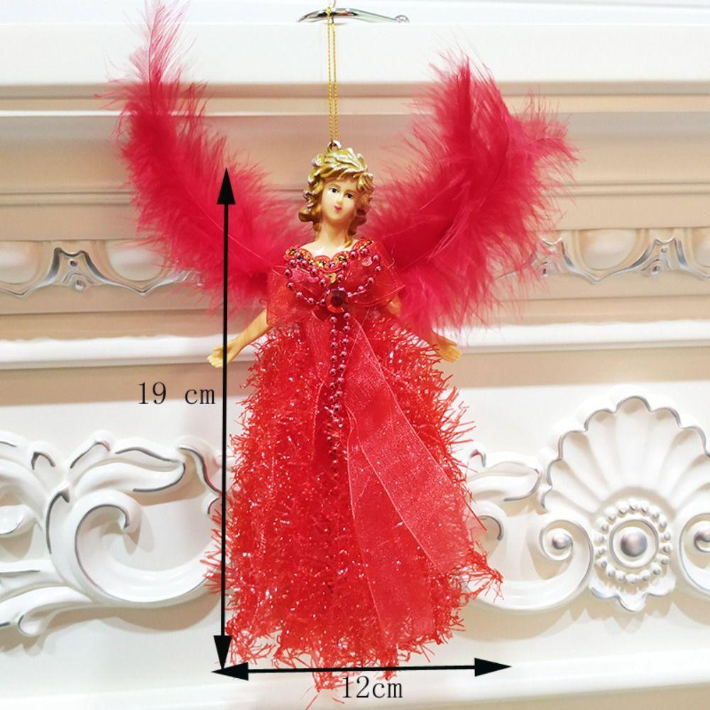 19*12CM Feather Angel Doll Christmas Hanging Pendant Plush Girl Drop Ornament Home Decoration Xmas Tree Decorations