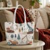 Cartoon Construction Truck Print Shoulder Bag Large Capacity Daily Handbag for Work Shopping