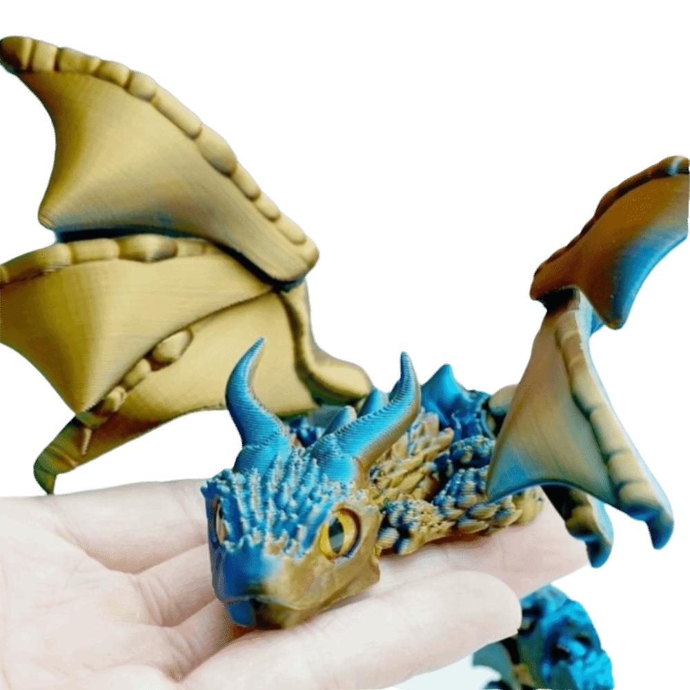 3D Printed Articulated Dragon Toy Multi-Joint Winged Dragon Model Dragon Figurine Halloween Style K
