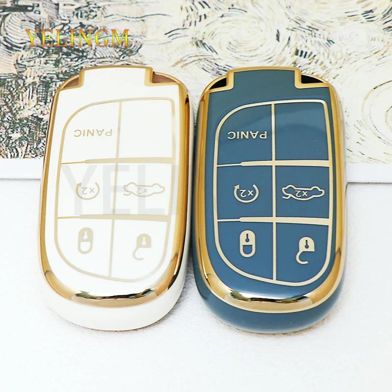 3 5 Buttons Soft Tpu Car Key Case Cover For Jeep Grand Cherokee Dodge Jcuv Dart Journey Chrysler 300C Fiat Remote Fob Keychain