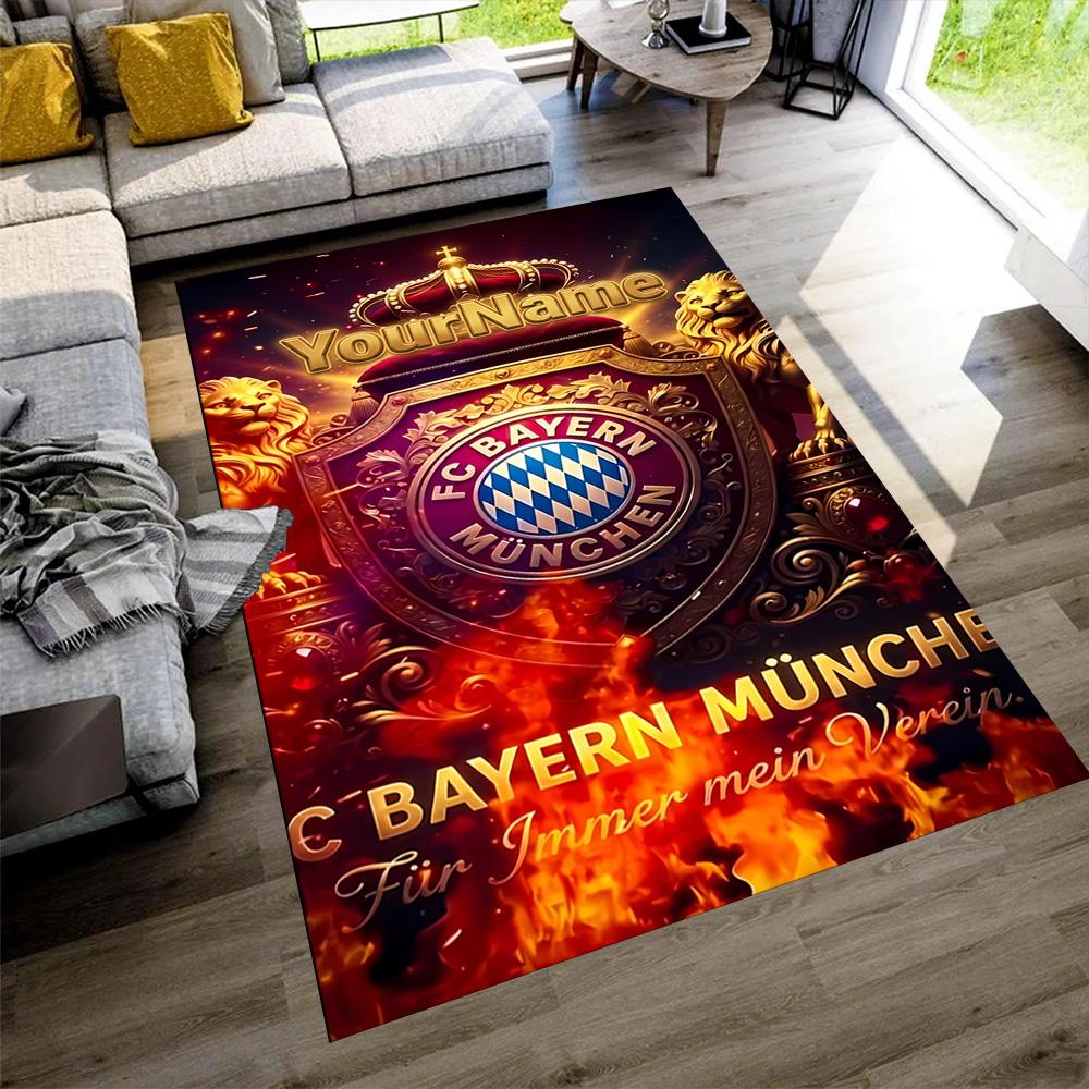 Bayern Munich Personalized Name Area Rug Perfect for Dormitory Hallway Balcony Playrooms Antislip Carpet Anime Office Decor Wedding Party Gift