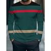 Autumn and Winter Men's 3D Printed Striped Crew Neck Long Sleeve T-Shirt